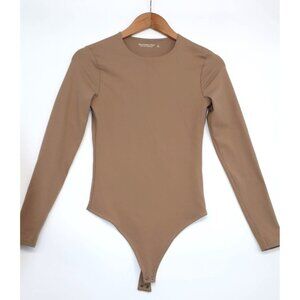 Abercrombie & Fitch Soft  Collection Beige Long-Sleeve Bodysuit Snap Closure S